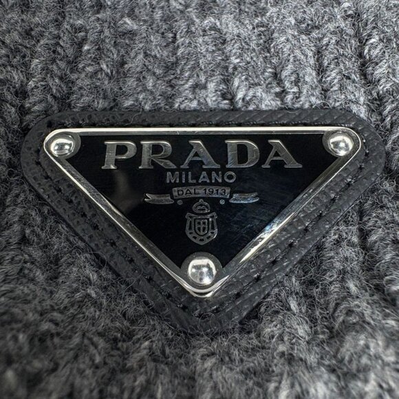 Prada Knit Cap Hat Wool Cashmere Gray main image 5